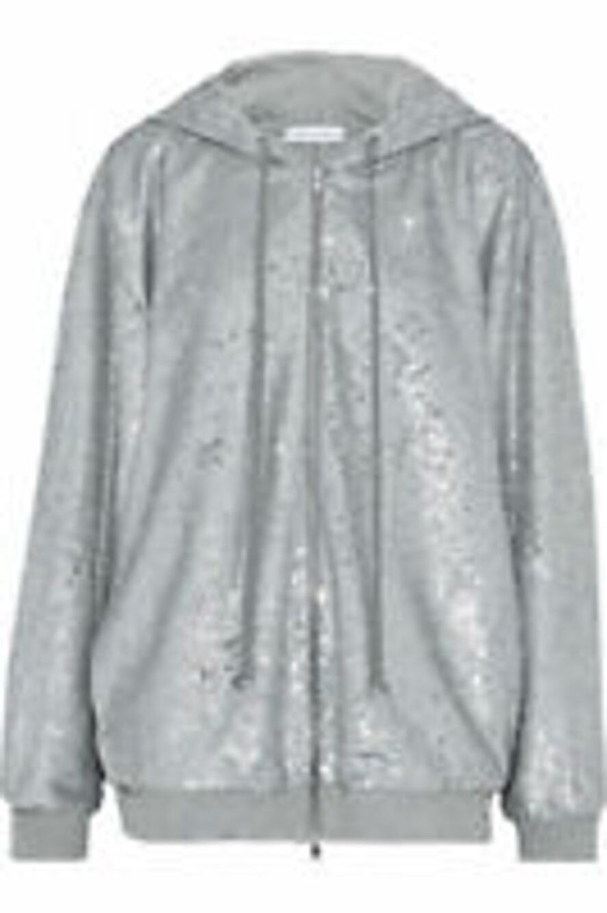 NWT Robert Rodriguez Sequin Silver Zip Up Hoodie Sweater Size Small